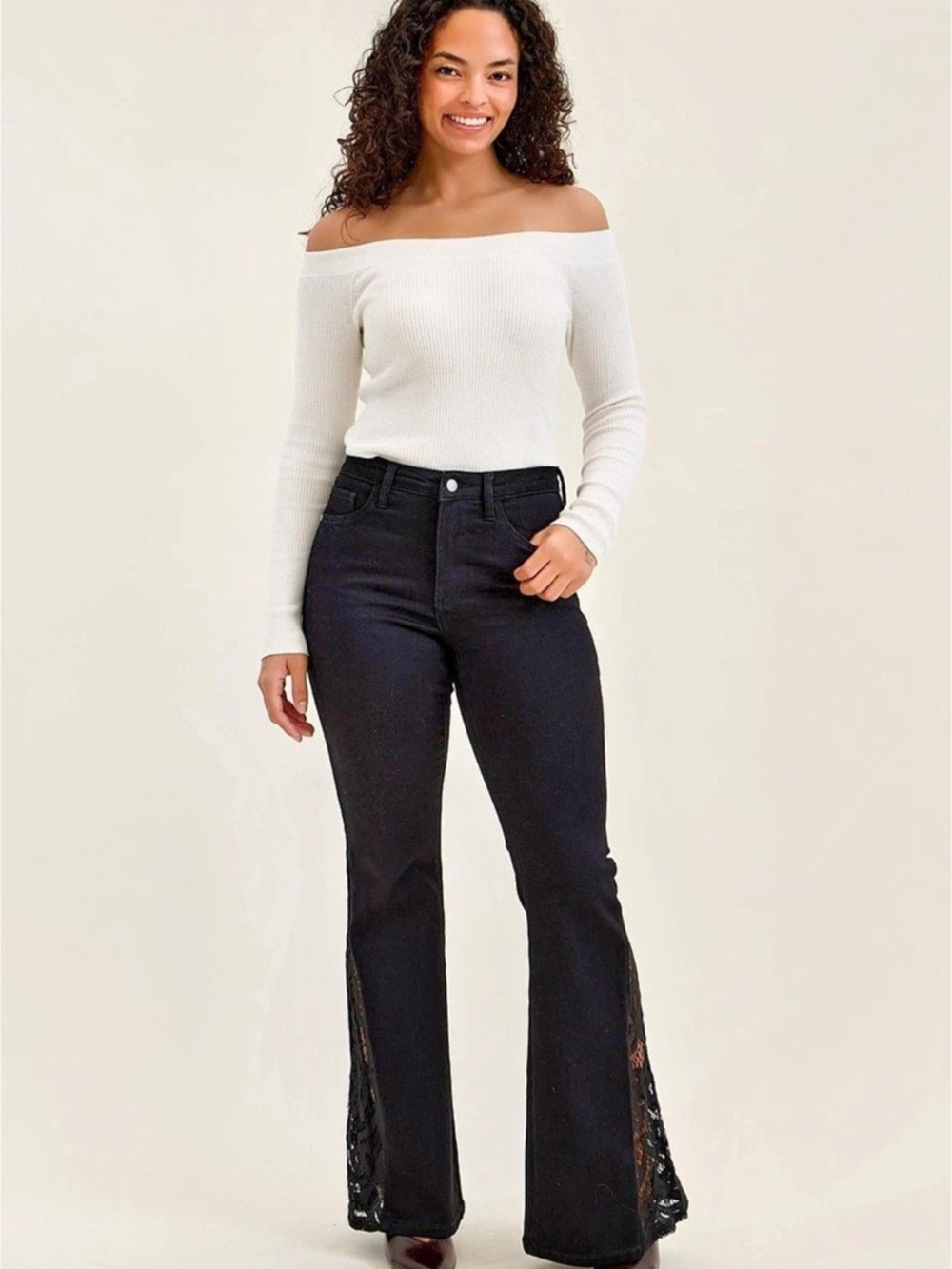 Judy Blue MR JAQUELINE w/ Lace Hem Detail BK Shadow Luxe (Multi Inseam